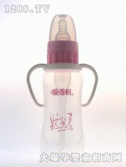 實(shí)感帶柄防嗆PP奶瓶300mL紅魚(yú)