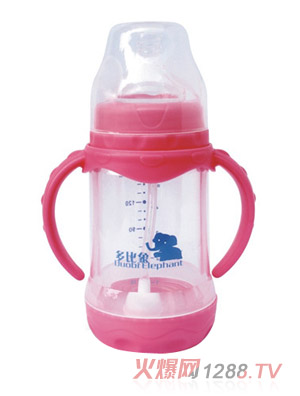 多比象帶手柄yinge奶瓶150ml粉色