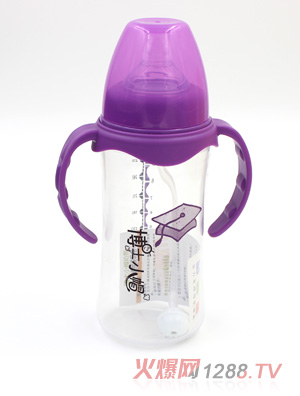 博士小帽P(pán)P有柄自然親子寬口自動(dòng)奶瓶300ml紫色