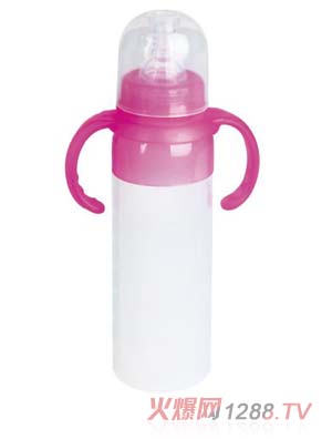 培貝硅膠直身標(biāo)口徑帶柄自動奶瓶210ml