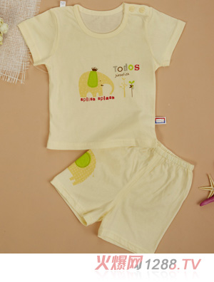 金色小魚純棉素色單面大象束口短袖肩開套