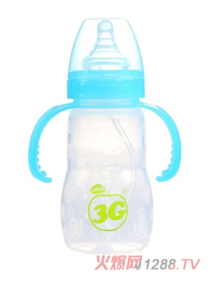 小蘋(píng)果母感硅膠奶瓶240ML藍(lán)色