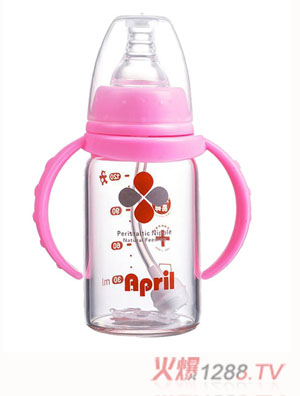 Happy100標準口徑玻璃奶瓶粉色