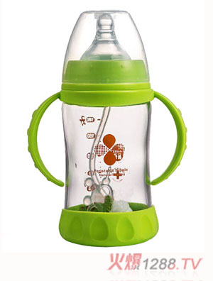 Happy100玻璃保溫杯有手柄寬口徑奶瓶