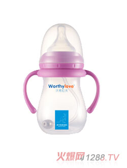 Worthylove沃德拉夫帶手柄yingyePP奶瓶紅色