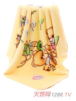 亞奧超柔云毯歡樂(lè)熊黃色